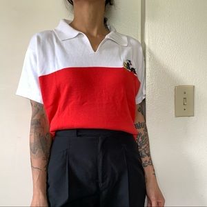 VTG Warner Bros XL white red tweety bird polo top